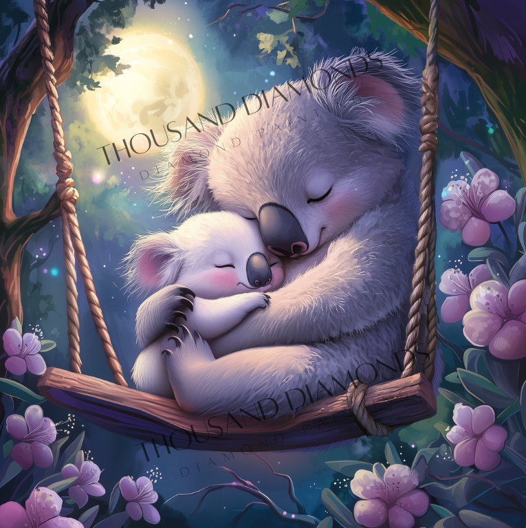 Diamond Painting Bild - Koala Cuddle von Traumpixxel - ab 60x60 cm 78 Farben