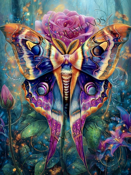 Diamond Painting Bild - Blooming Moth von Sandrietta - ab 45x60cm - 72 Farben