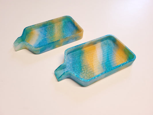 Epoxidharz Schiffchen - Türkis/Gold - Größe M