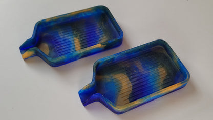 Epoxidharz Schiffchen - Dunkelblau/Gold - Größe M