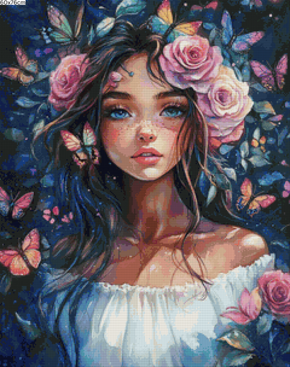 Diamond Painting Bild - Flowers and Butterflies von Sakura Cherry - ab60x76cm - 116 Farben