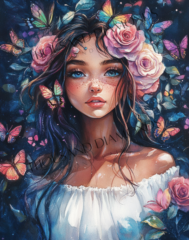 Diamond Painting Bild - Flowers and Butterflies von Sakura Cherry - ab60x76cm - 116 Farben