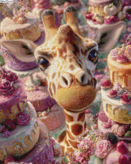 Diamond Painting Bild - Giraffe im Tortenparadis von Funkelreich - ab 56x70 cm - 90 Farben