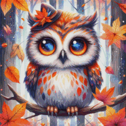 Diamond Painting Bild - Herbsteule Hermine von AileensCreativeArtDesign - 50x50 cm - 88 Farben