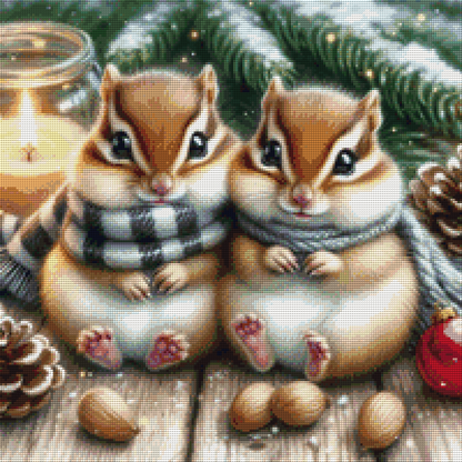 Diamond Painting Bild - Tierisches Weihnachten von AileensCreativeArtDesign - 50x50 cm - 80 Farben
