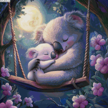 Diamond Painting Bild - Koala Cuddle von Traumpixxel - ab 60x60 cm 78 Farben