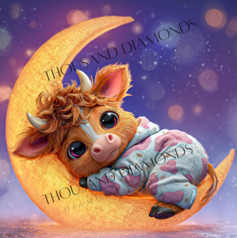 Diamond Painting Bild - Mondkälbchen von Funkelreich - ab 50x50 cm - 92 Farben