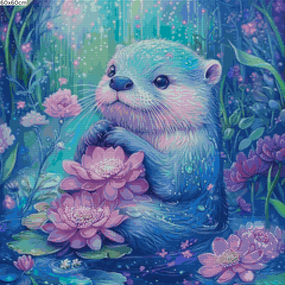 Diamond Painting Bild - Waterlily Otter von Traumpixxel - ab 50x50 cm 64 Farben