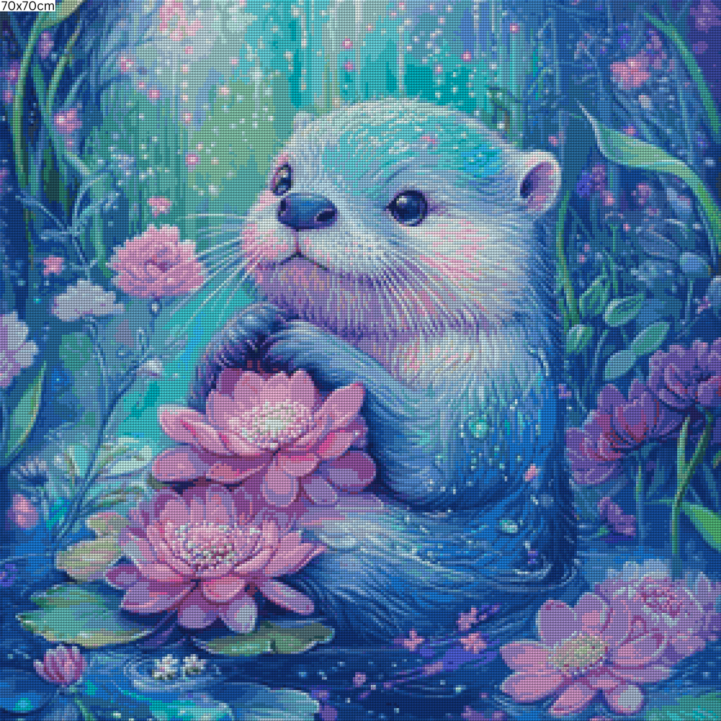Diamond Painting Bild - Waterlily Otter von Traumpixxel - ab 50x50 cm 64 Farben