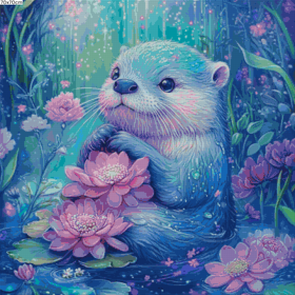 Diamond Painting Bild - Waterlily Otter von Traumpixxel - ab 50x50 cm 64 Farben