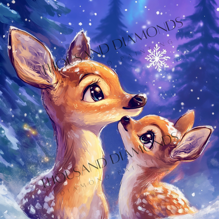 Diamond Painting Bild - Zu zweit durch die verschneite Nacht von Traumpixxel - ab 50x50 cm 75 Farben