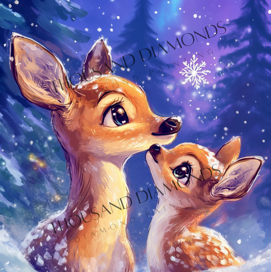 Diamond Painting Bild - Zu zweit durch die verschneite Nacht von Traumpixxel - ab 50x50 cm 75 Farben